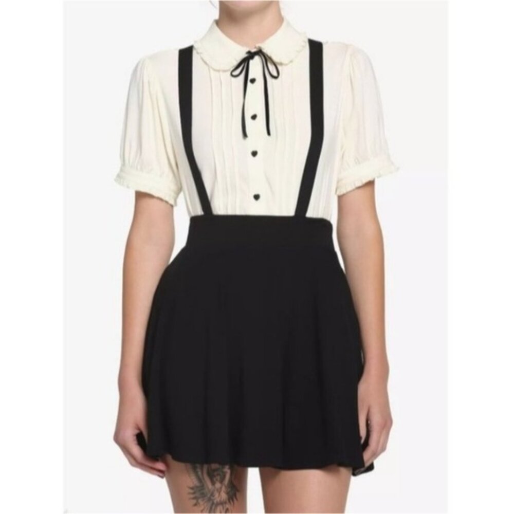 Hot Topic Black Suspender Mini Skirt